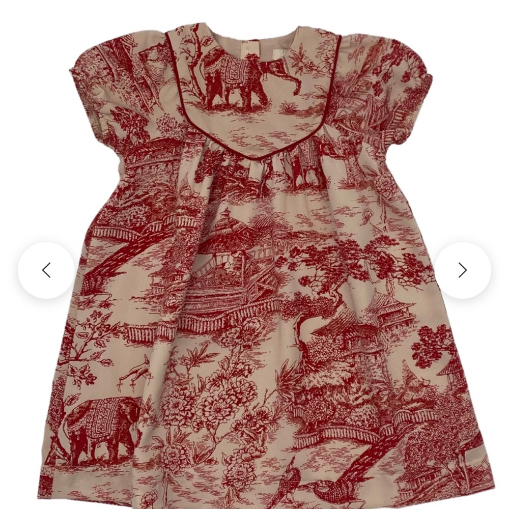 Girls Red Toile Print Casual Dress - Brand